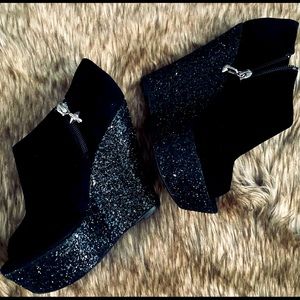 Philipp Plein Glitter Peep Toe Booties